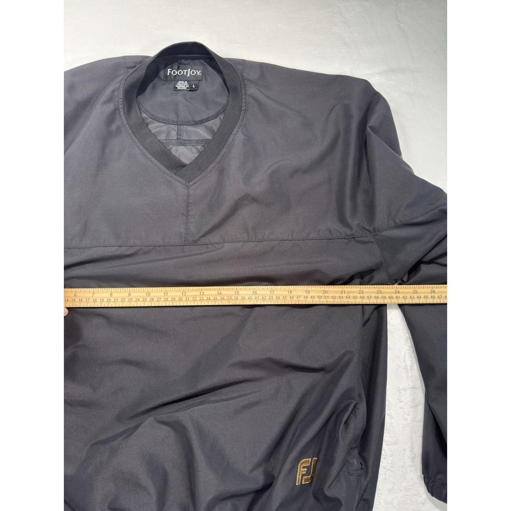 FootJoy Jacket Mens Large Black V Neck Windbreaker Pullover Golf Logo Shell - Picture 4 of 8